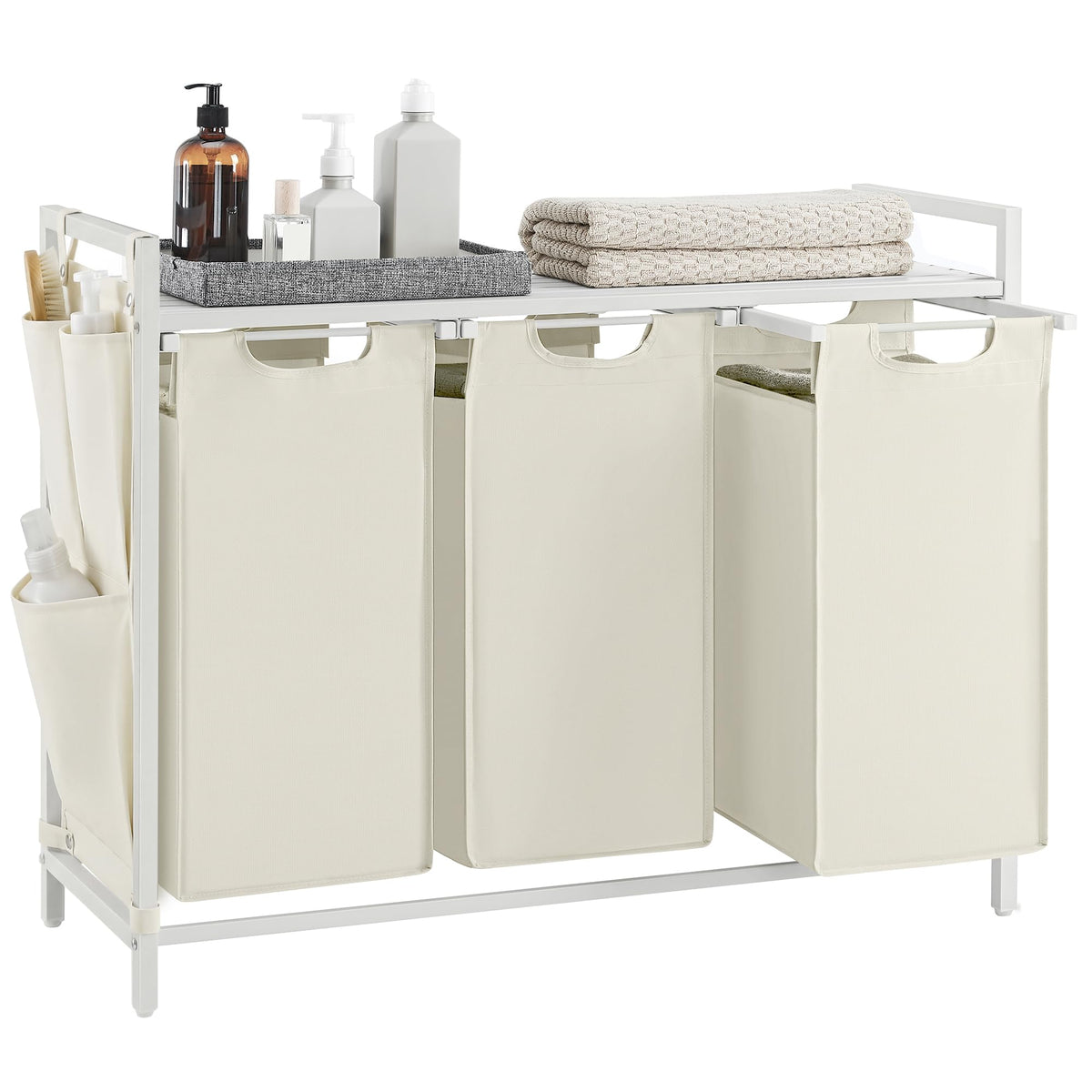 Laundry Basket with Removable Bag, Shelf & Metal Frame