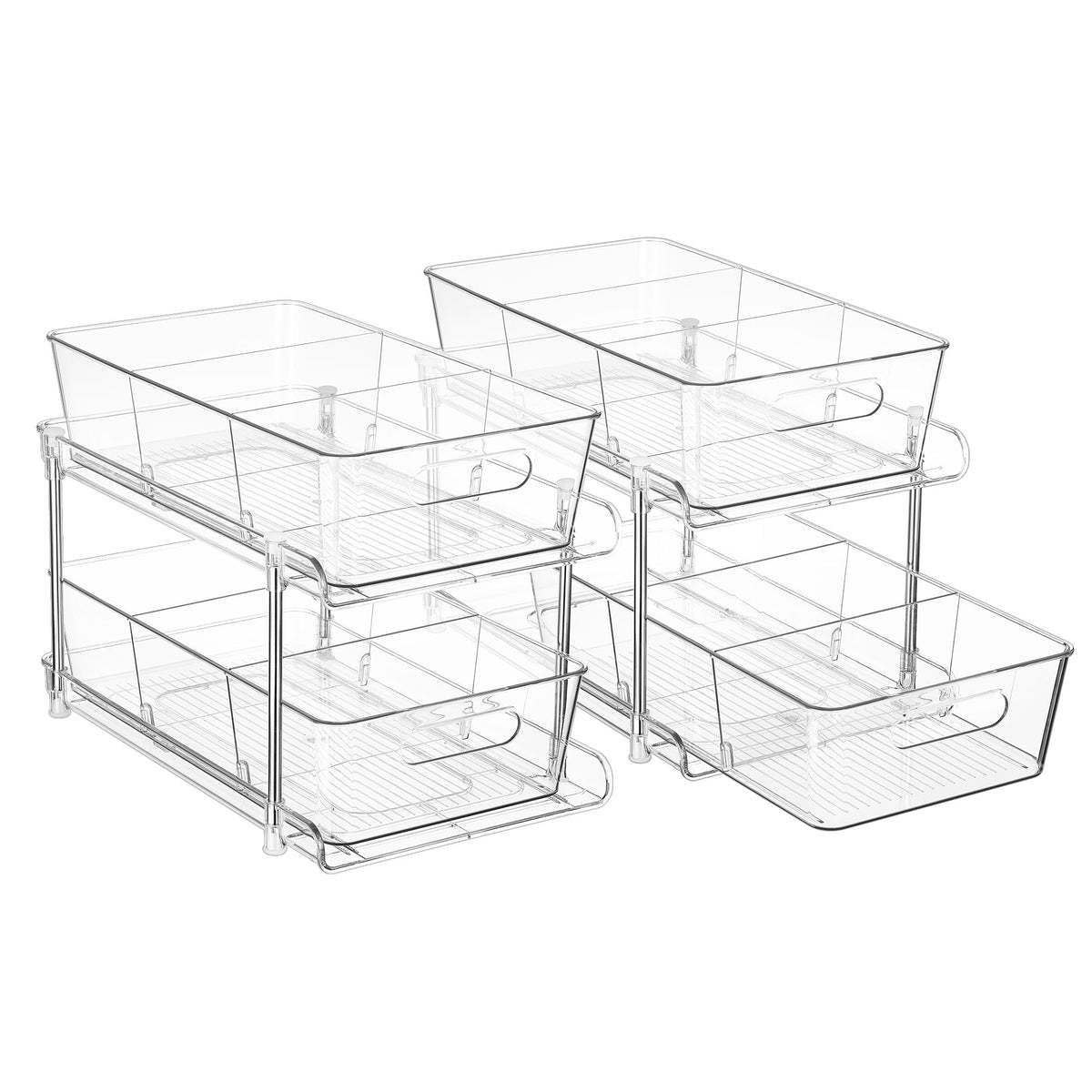 4-Pack 2-Tier Clear Pull-Out Under-Sink Organizers