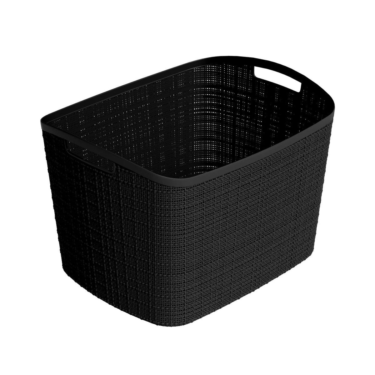 Curver Jute Decorative Plastic Organization and Storage Basket Perfect Bins for Home Office, Closet Shelves, Kitchen Pantry and All Bedroom Essentials