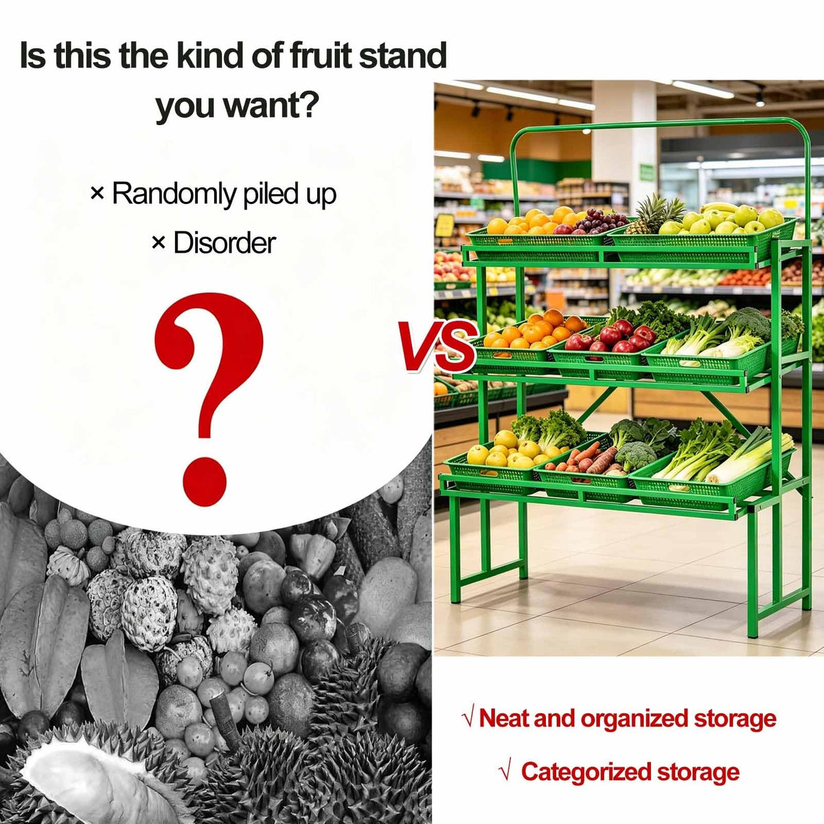 Dalumian Fruits & Vegetables Shelf, 4 Tier Metal Pantry Storage Organizer, Pantry Storage Organizer with 10 Removable Baskets for Snacks/Fruits/Tools (47.24 * 23.62 * 66.93in)