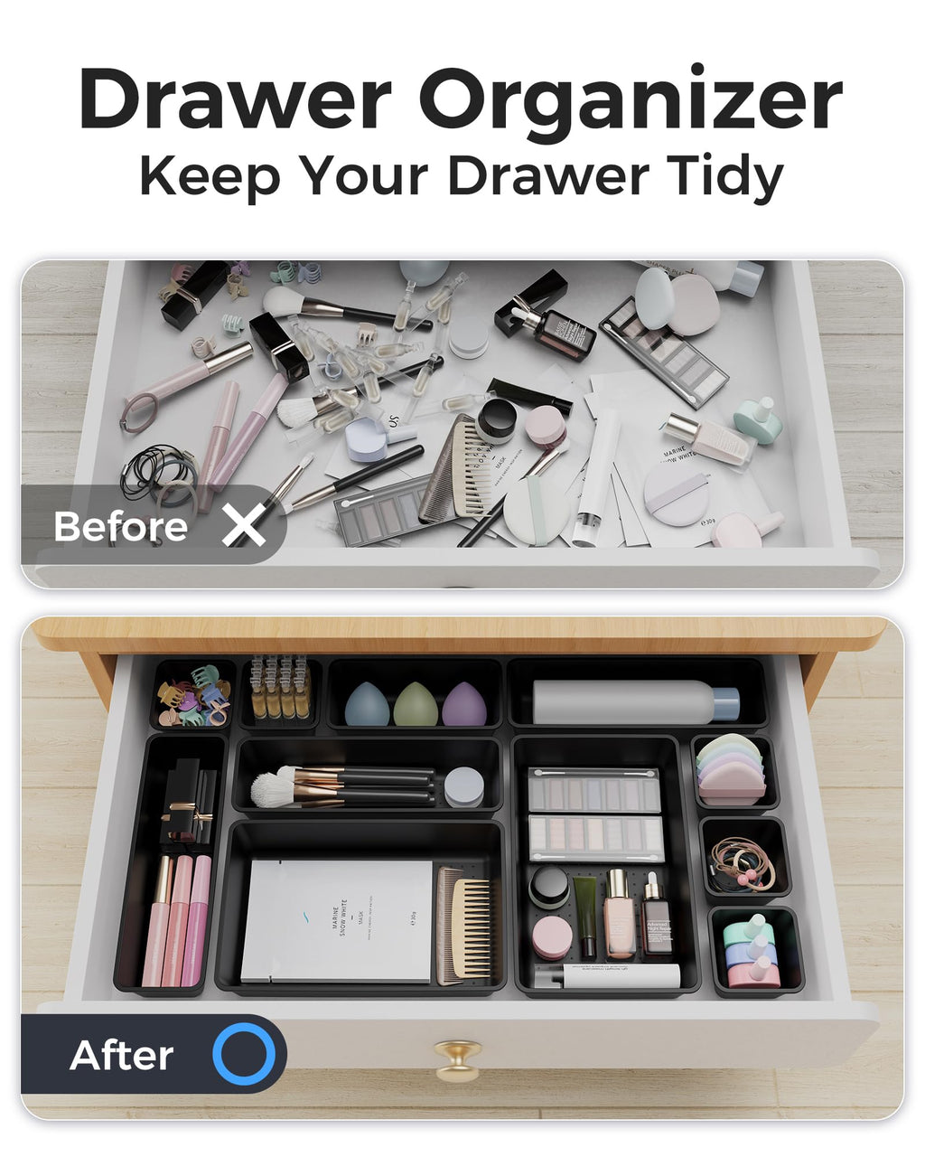 25-Piece Plastic Drawer Organizer Tray Set for Home