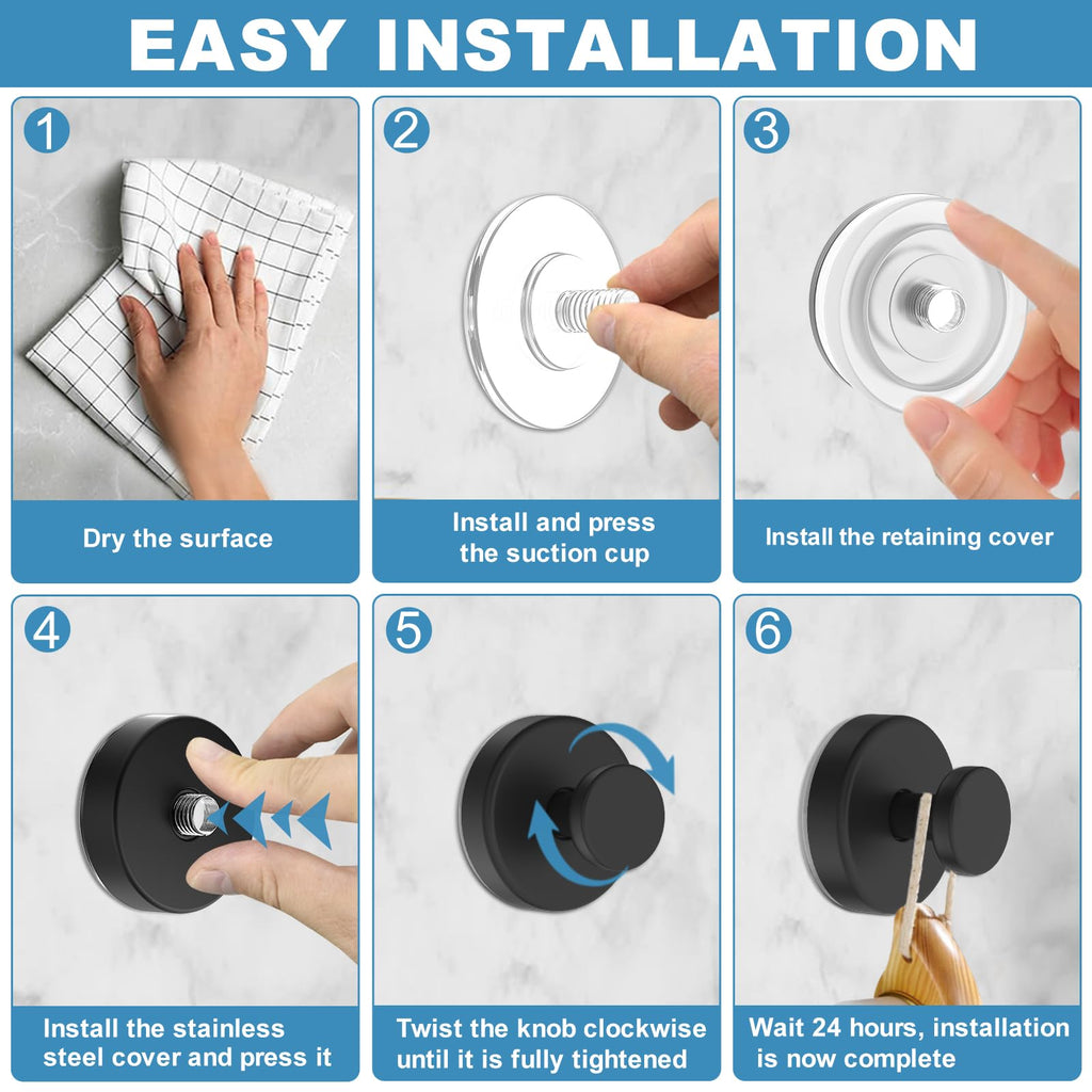 Large Suction Cup Shower Hooks for Glass & Mirrors