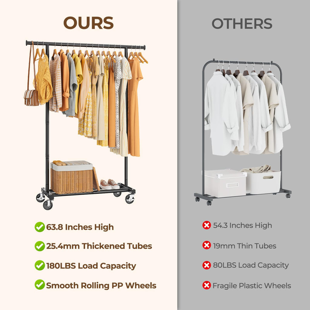 Heavy-Duty Freestanding Clothes Rack for Hanging Garments