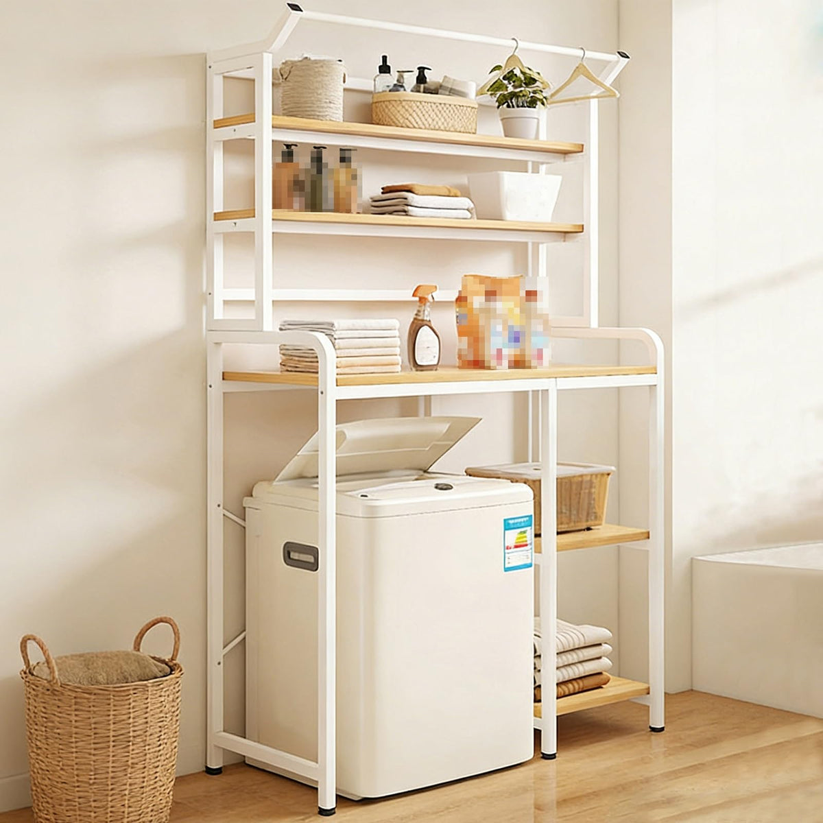 5-Tier Over-Washer Laundry Storage Rack with Shelves
