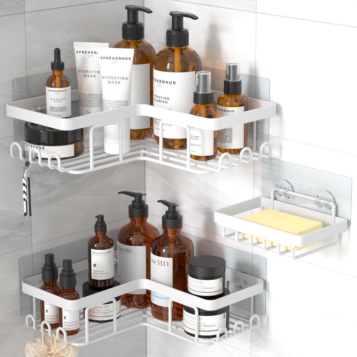 Adhesive Corner Shower Caddy Organizer for Bathroom