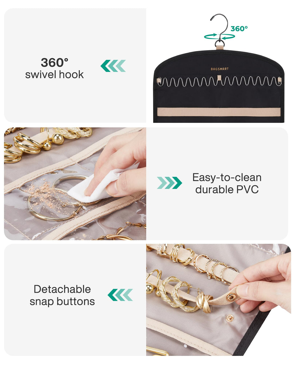 Double-Sided Hanging Jewelry & Hair Accessory Organizer