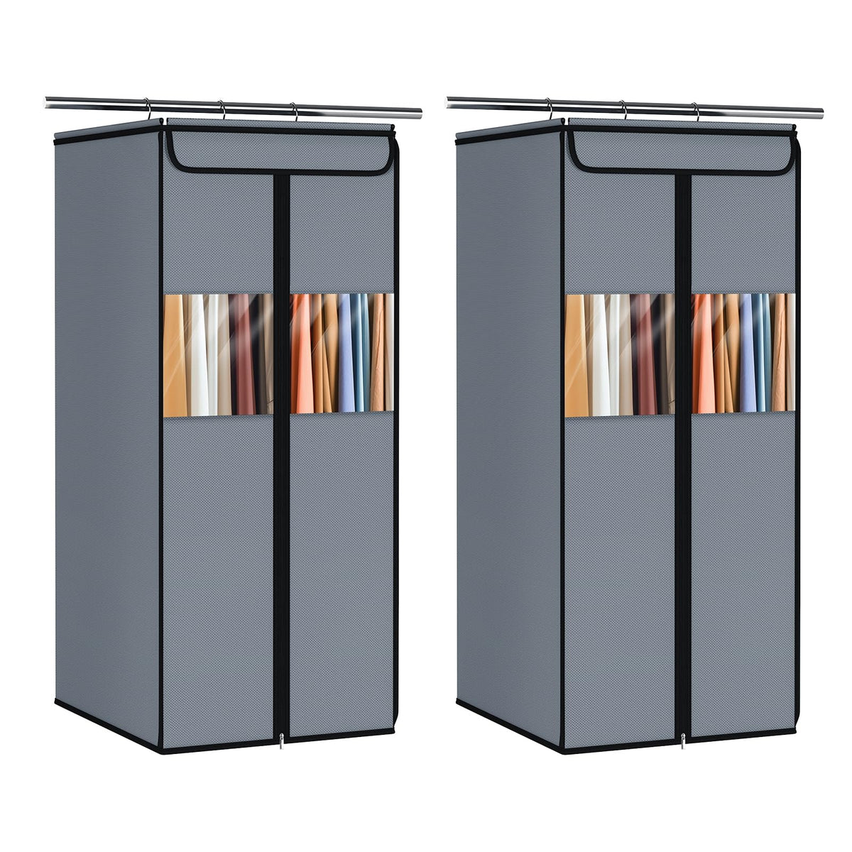 Zilink Clear Garment Bags for Hanging Clothes Large Hanging Garment Bag for Closet Storage with Clear Window Space Saving Garment Storage Bags for Suits, Coats, Dresses