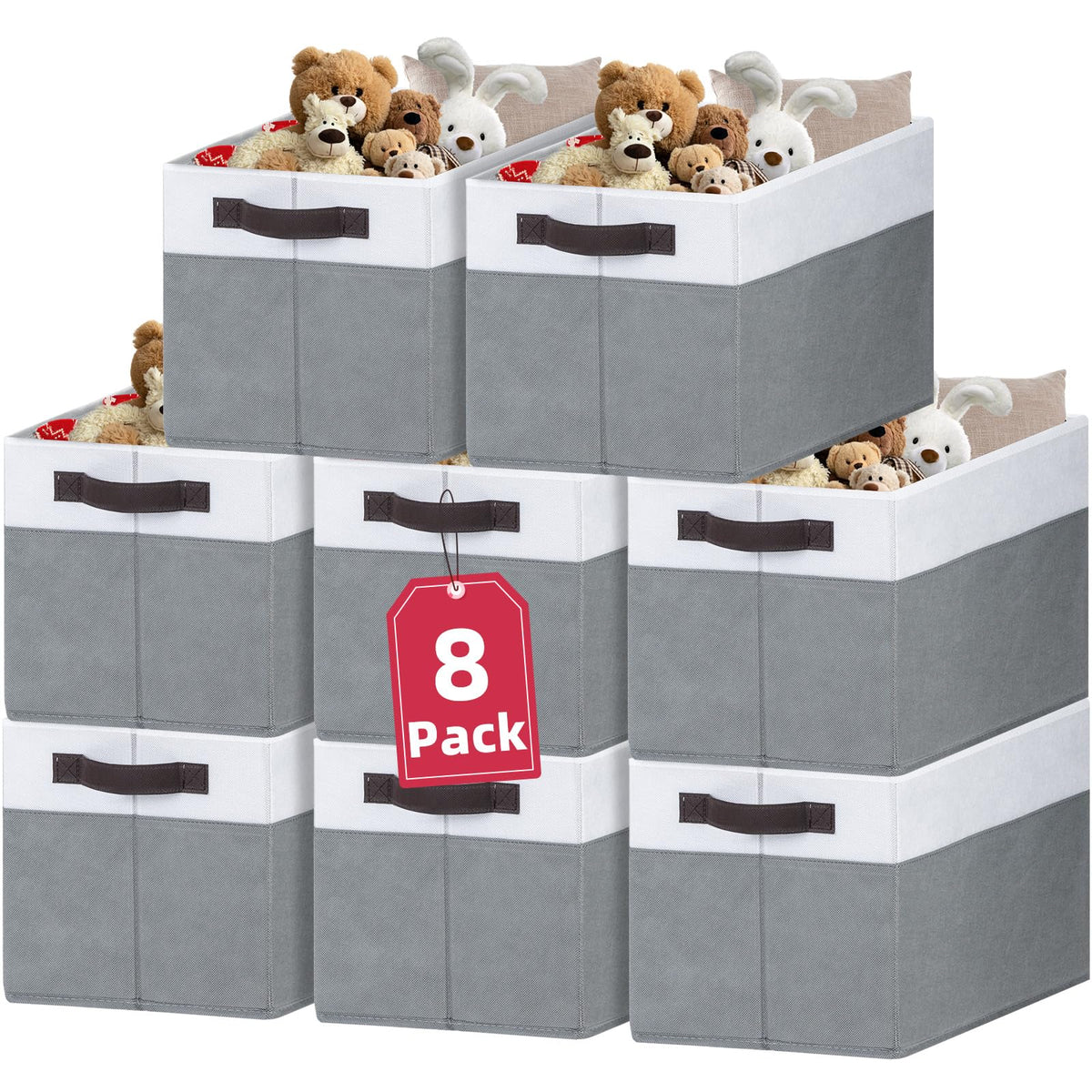 Large Fabric Storage Baskets with Handles for Shelves