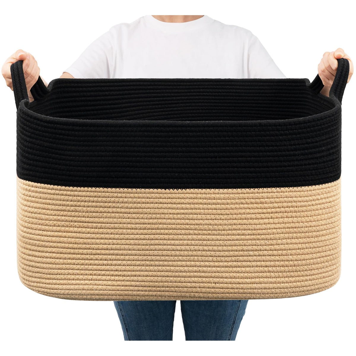 Woven Storage Baskets with Handles for Shelves & Closets