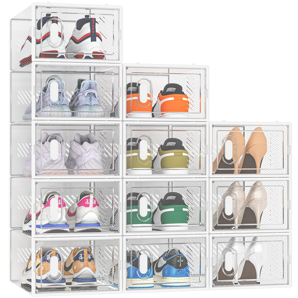 Stackable Clear Shoe Storage Box with Front Door