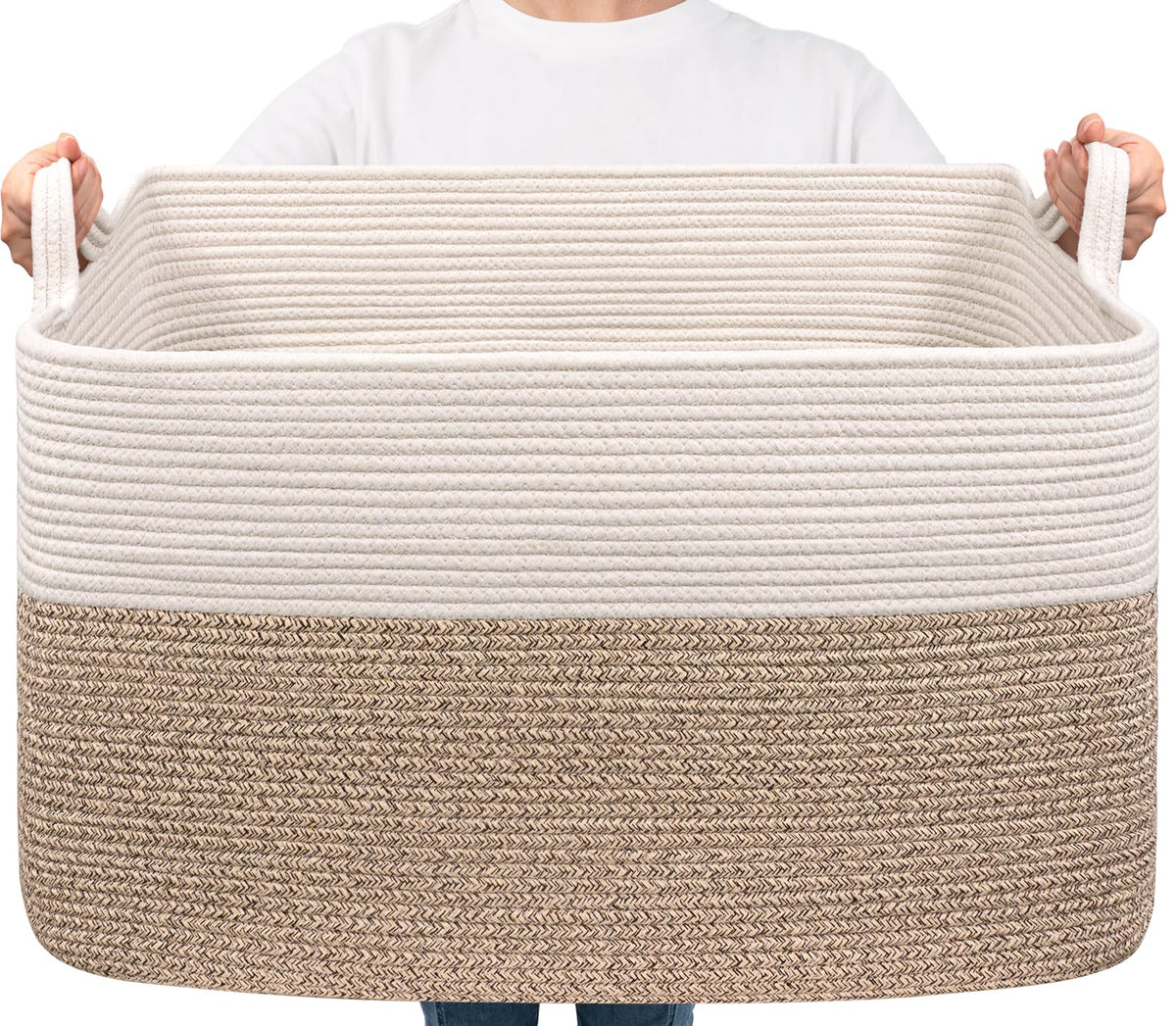 Woven Storage Baskets with Handles for Shelves & Closets
