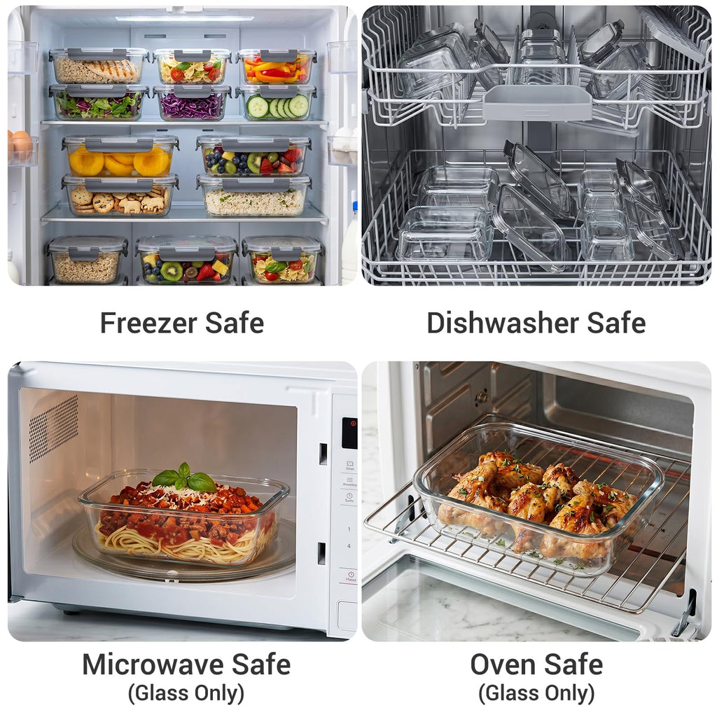 Dealusy 10 Sets 36 oz & 12 oz Glass Food Storage Containers with lids