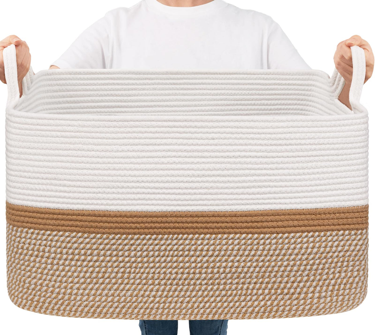 Woven Storage Baskets with Handles for Shelves & Closets