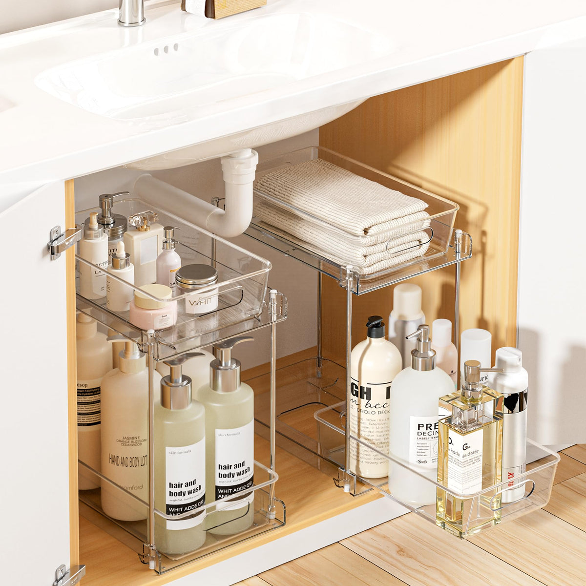 4-Pack 2-Tier Clear Pull-Out Under-Sink Organizers