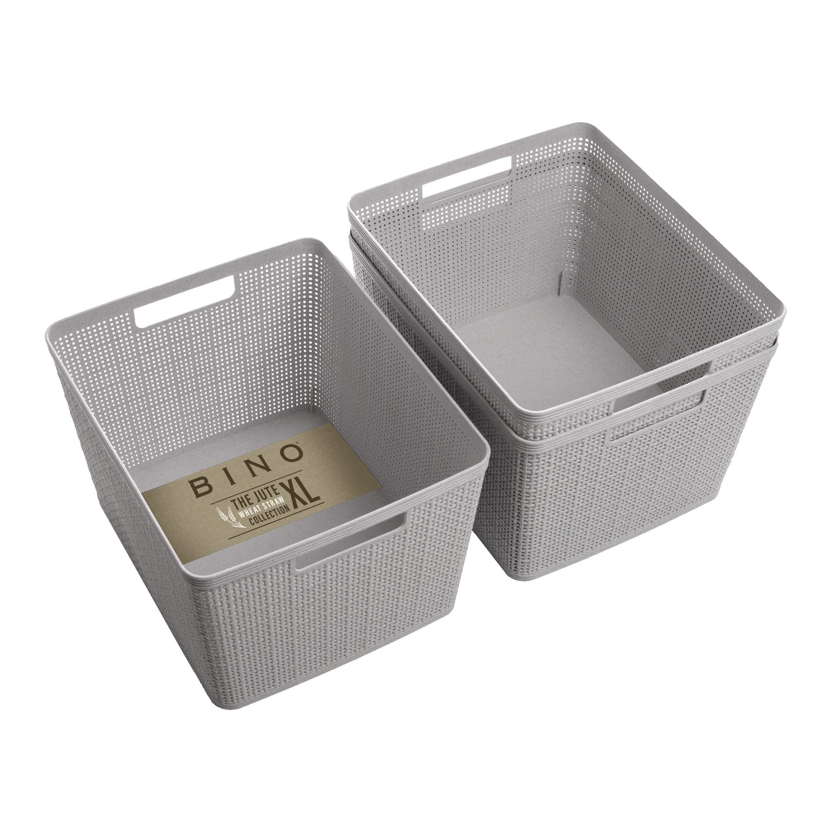 BINO | Woven Plastic Basket - THE JUTE COLLECTION | Home Organization, Space - Saving Storage, Stylish Design | Jute Basket | Plastic Storage Basket
