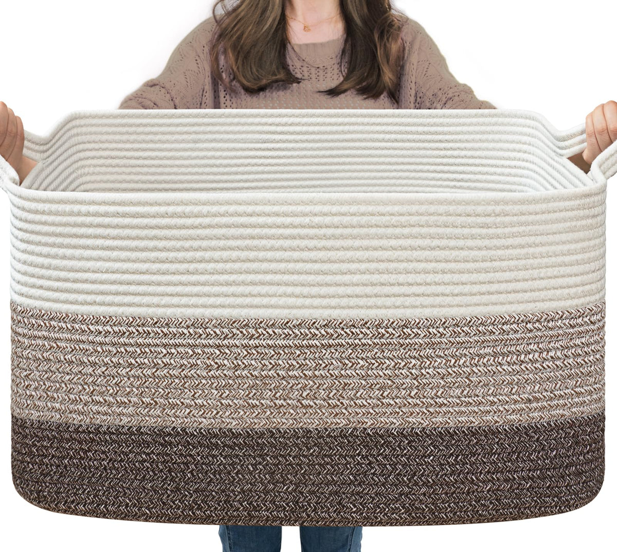 Woven Storage Baskets with Handles for Shelves & Closets