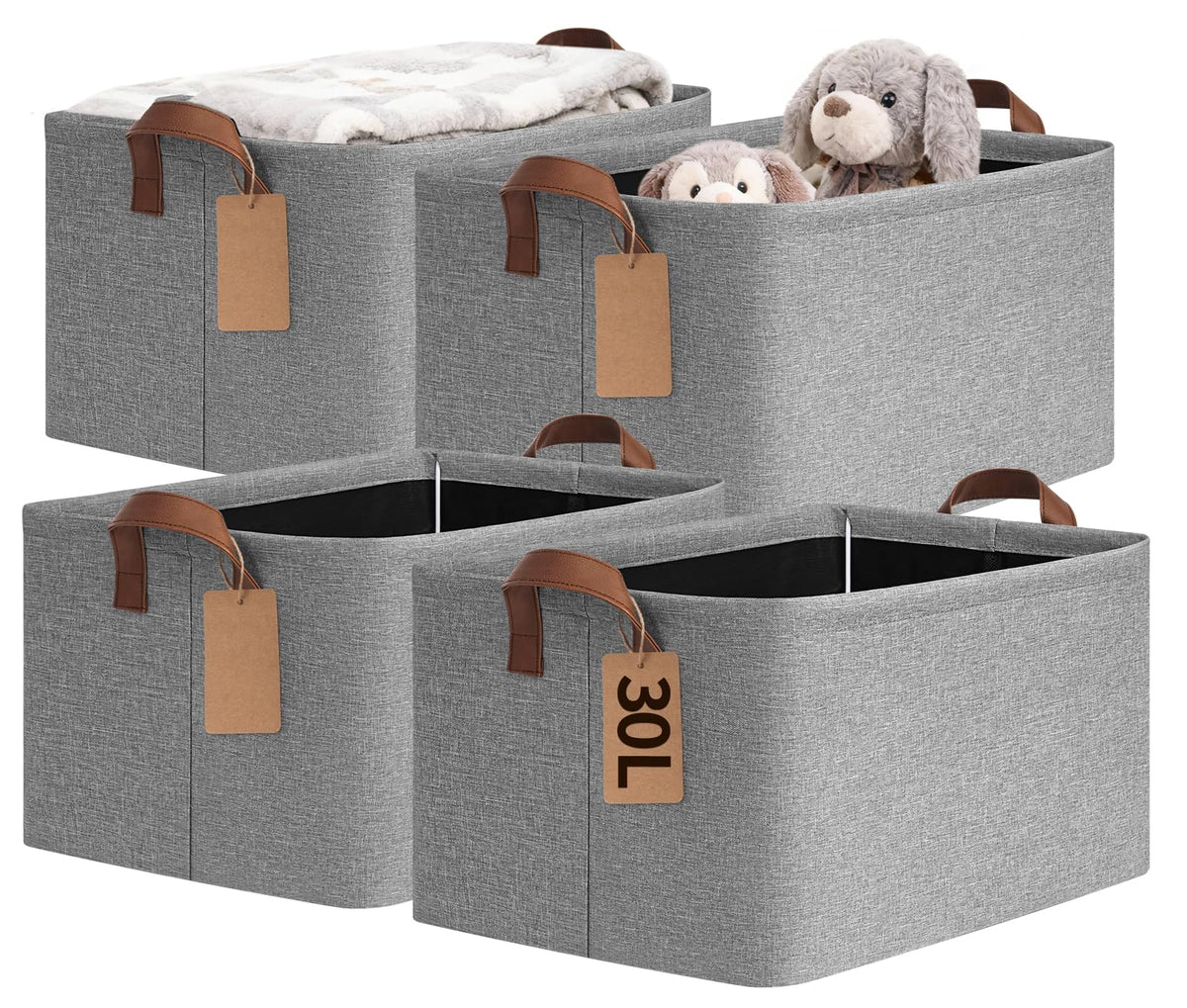 4-Pack Fabric Storage Baskets for Shelves & Closets