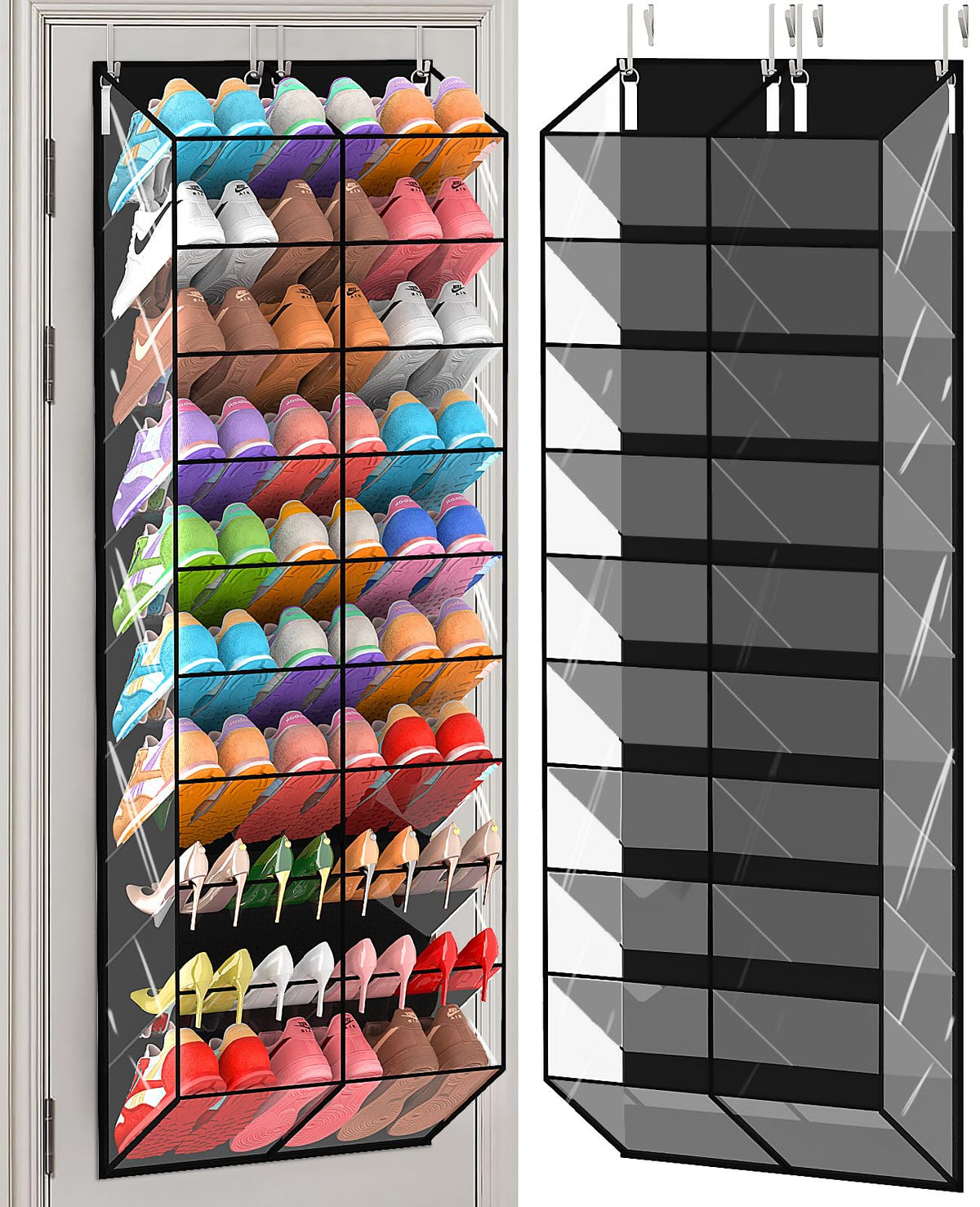 UVIAHOMI 30 Over the Door Shoe Organizer Large Mesh Pocket Hanging Shoe Rack for Closet