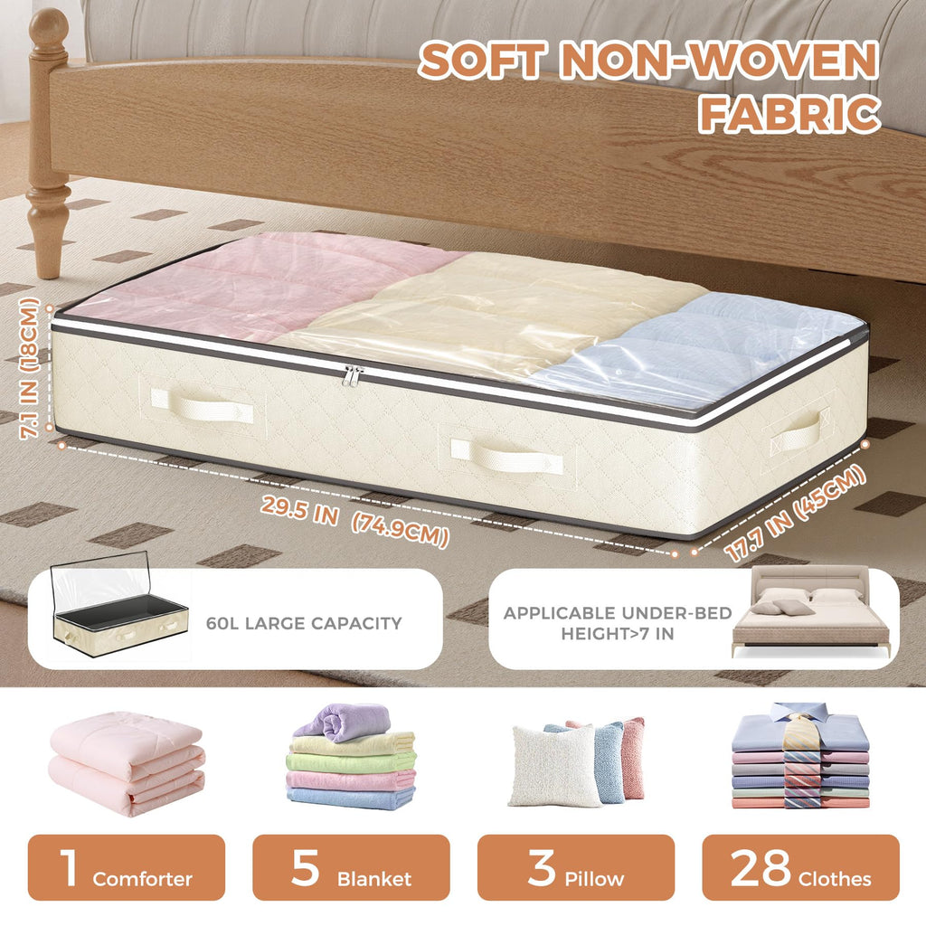 95L Large Under-Bed Storage Container for Clothes & Bedding
