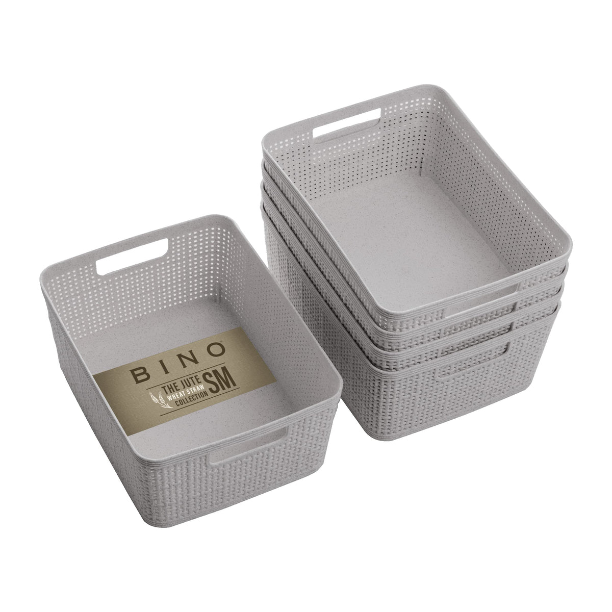 BINO | Woven Plastic Basket - THE JUTE COLLECTION | Home Organization, Space - Saving Storage, Stylish Design | Jute Basket | Plastic Storage Basket