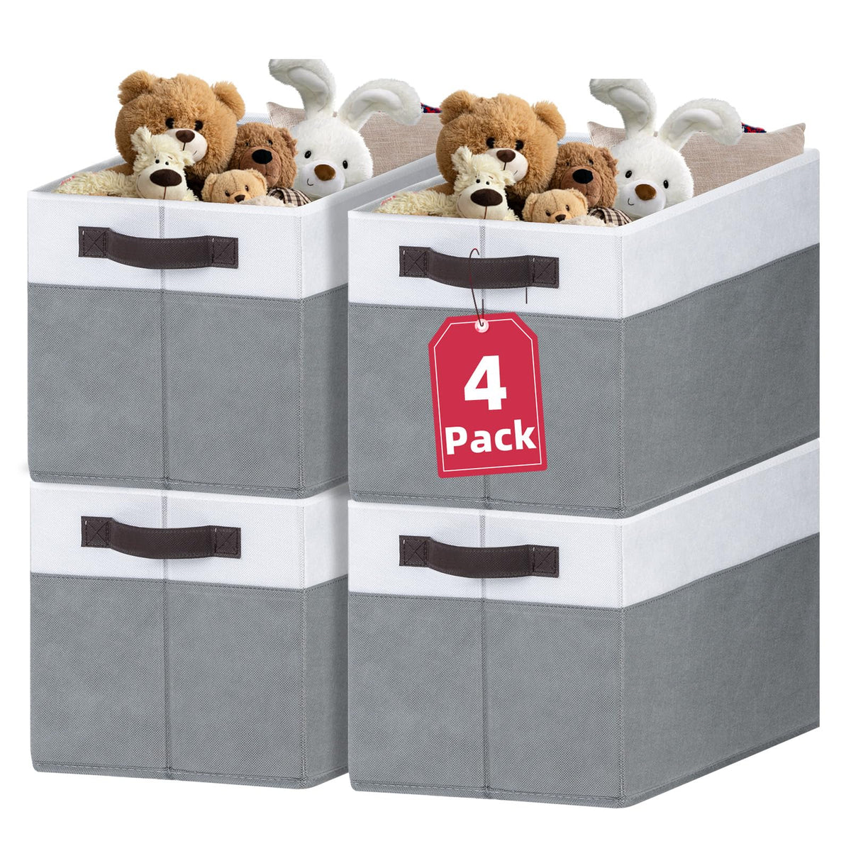 Large Fabric Storage Baskets with Handles for Shelves