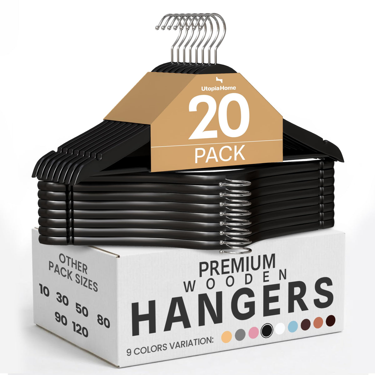 Utopia Home Premium Wooden Hangers - 360-Degree Rotatable Hook - Durable & Slim - Shoulder Grooves - Non-Slip Lightweight Hangers for Coats, Suits, Pant and Jackets