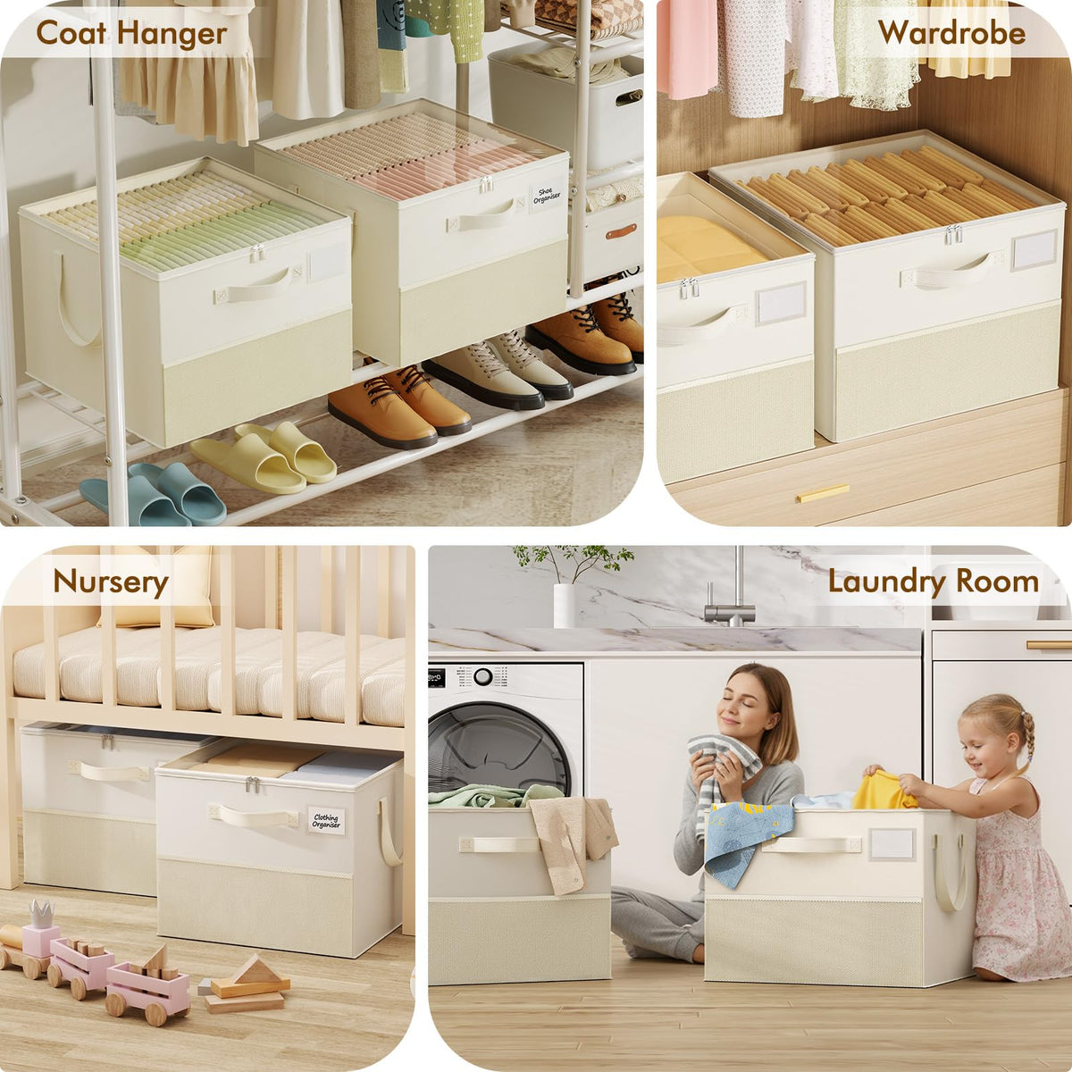 NestOrganix 2 Pack Shoe Organizer for Closet, Large Shoe Box Storage Containers, Foldable Shoe Storage Organizer Box Bin