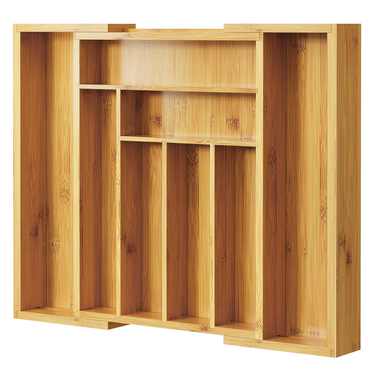 Pipishell Bamboo Silverware Organizer, Expandable Cutlery Tray