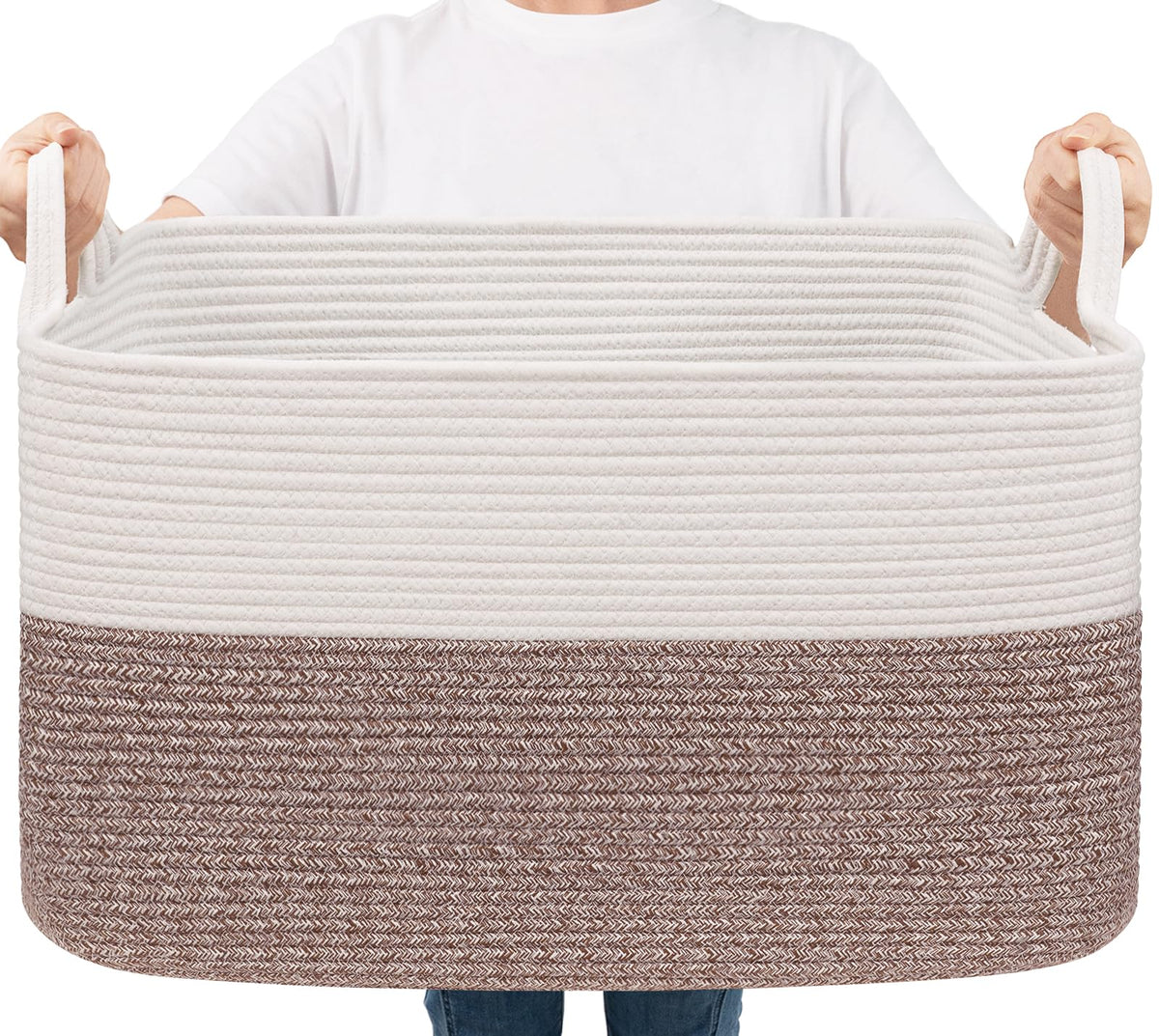 Woven Storage Baskets with Handles for Shelves & Closets