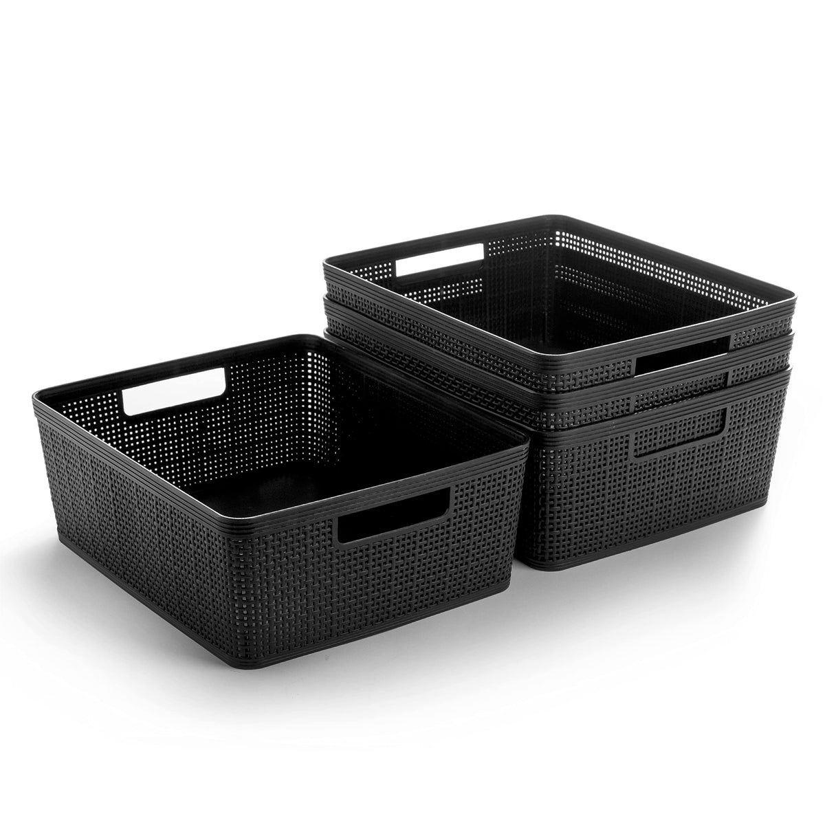 BINO | Woven Plastic Basket - THE JUTE COLLECTION | Home Organization, Space - Saving Storage, Stylish Design | Jute Basket | Plastic Storage Basket