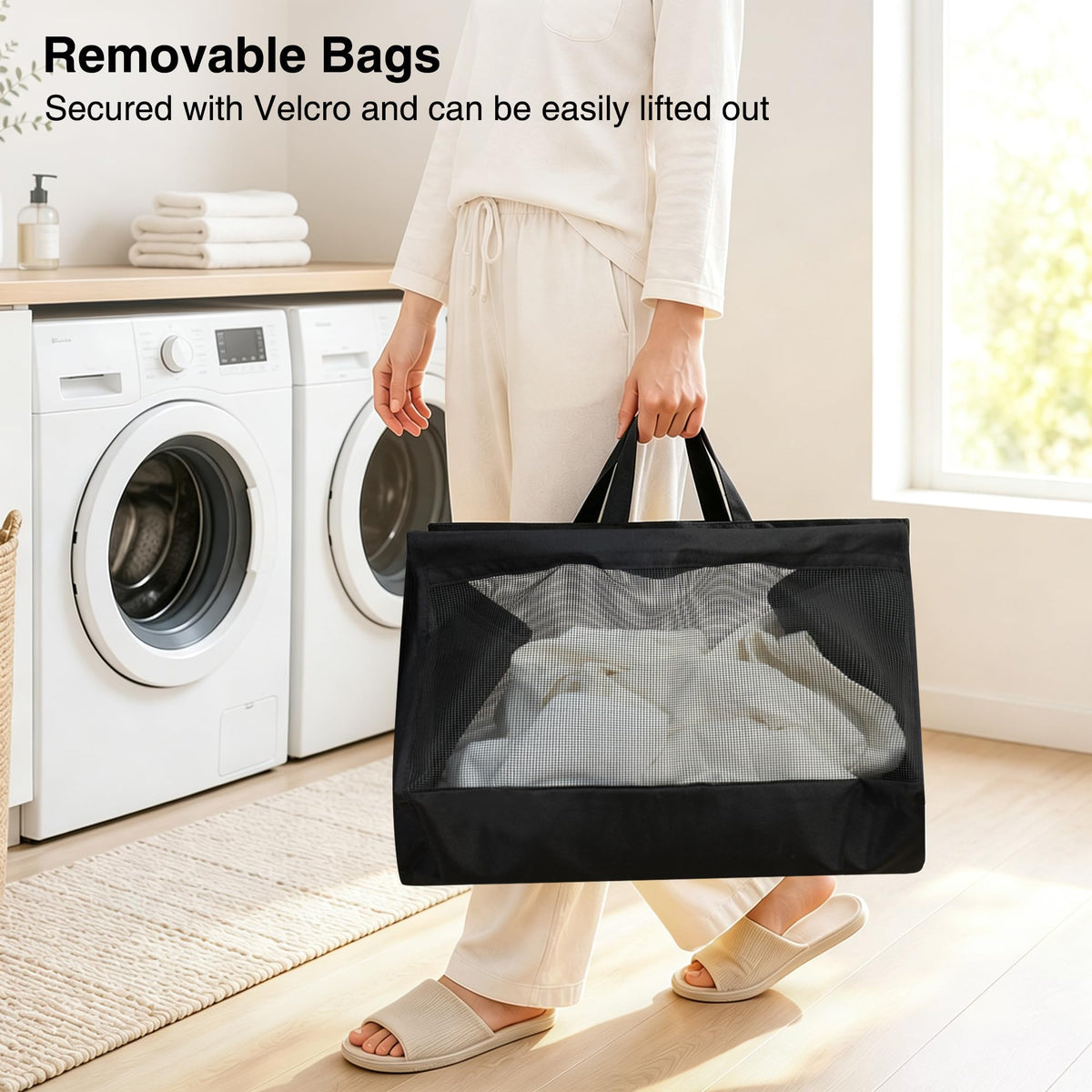 3-Tier Vertical Rolling Laundry Hamper with Storage Bins
