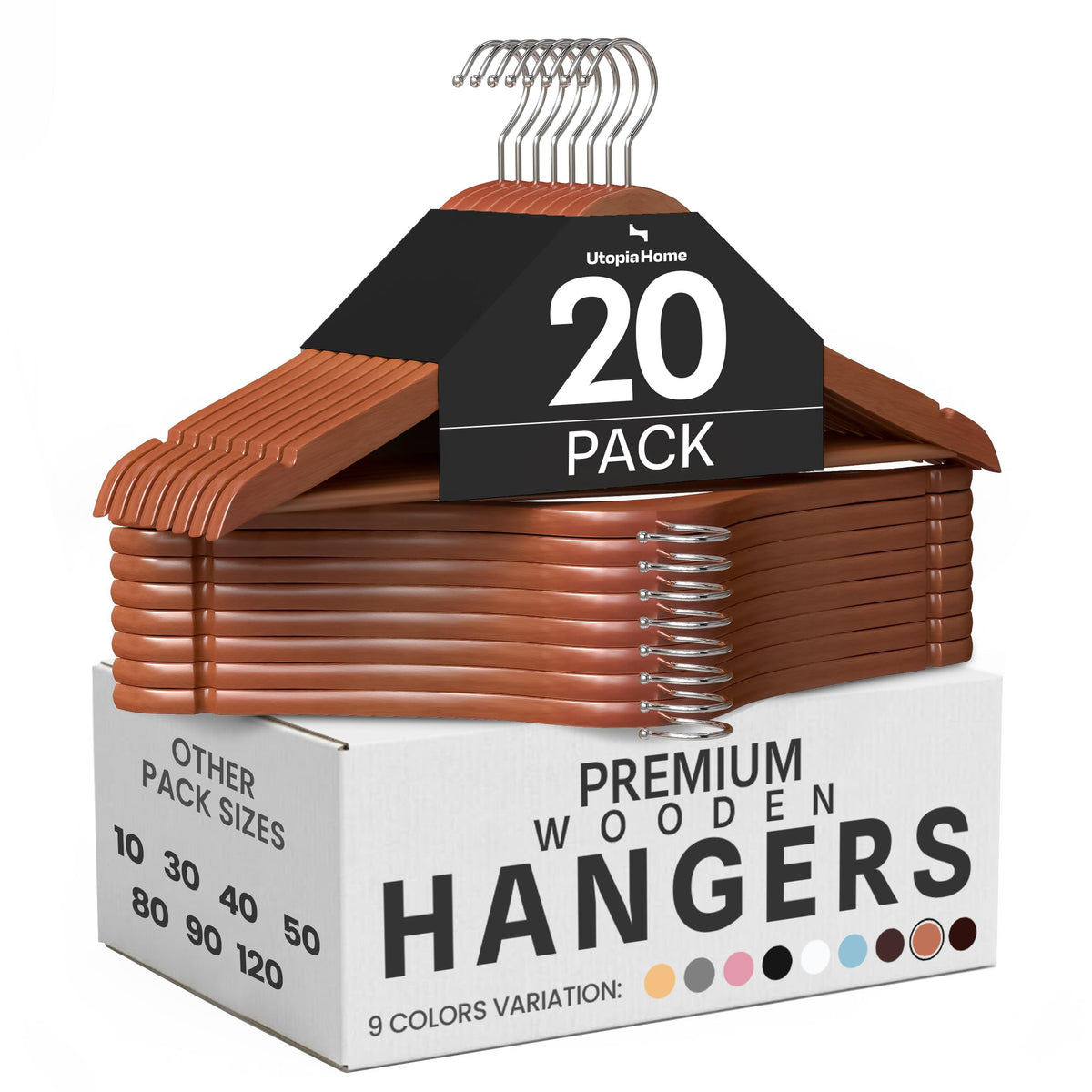 Utopia Home Premium Wooden Hangers - 360-Degree Rotatable Hook - Durable & Slim - Shoulder Grooves - Non-Slip Lightweight Hangers for Coats, Suits, Pant and Jackets