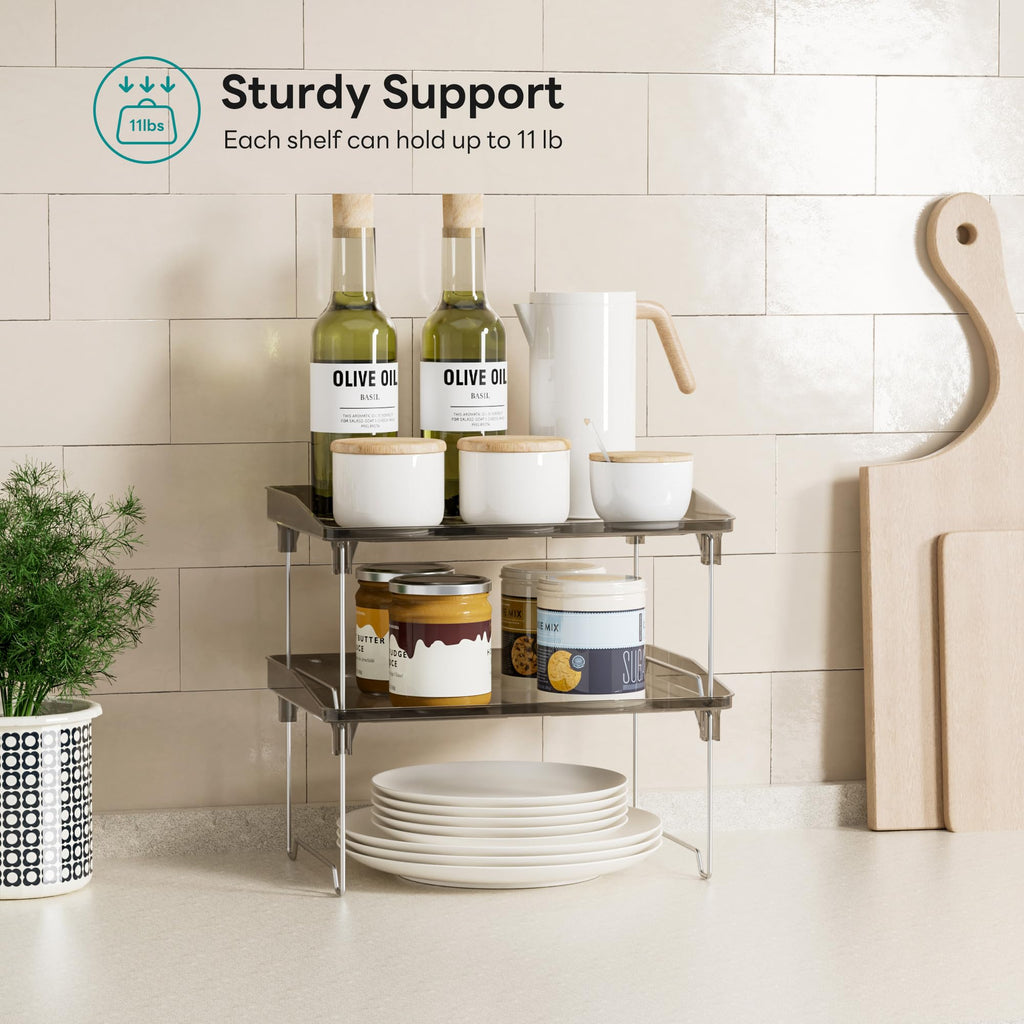 STARLATTA Acrylic Cabinet Organizer Shelf, Stackable Kitchen Counter Shelves,Spice Rack,Countertop Organizers,Clear Plastic Storage Organization for Makeup，Bathroom,Cupboard,Desk,Pantry