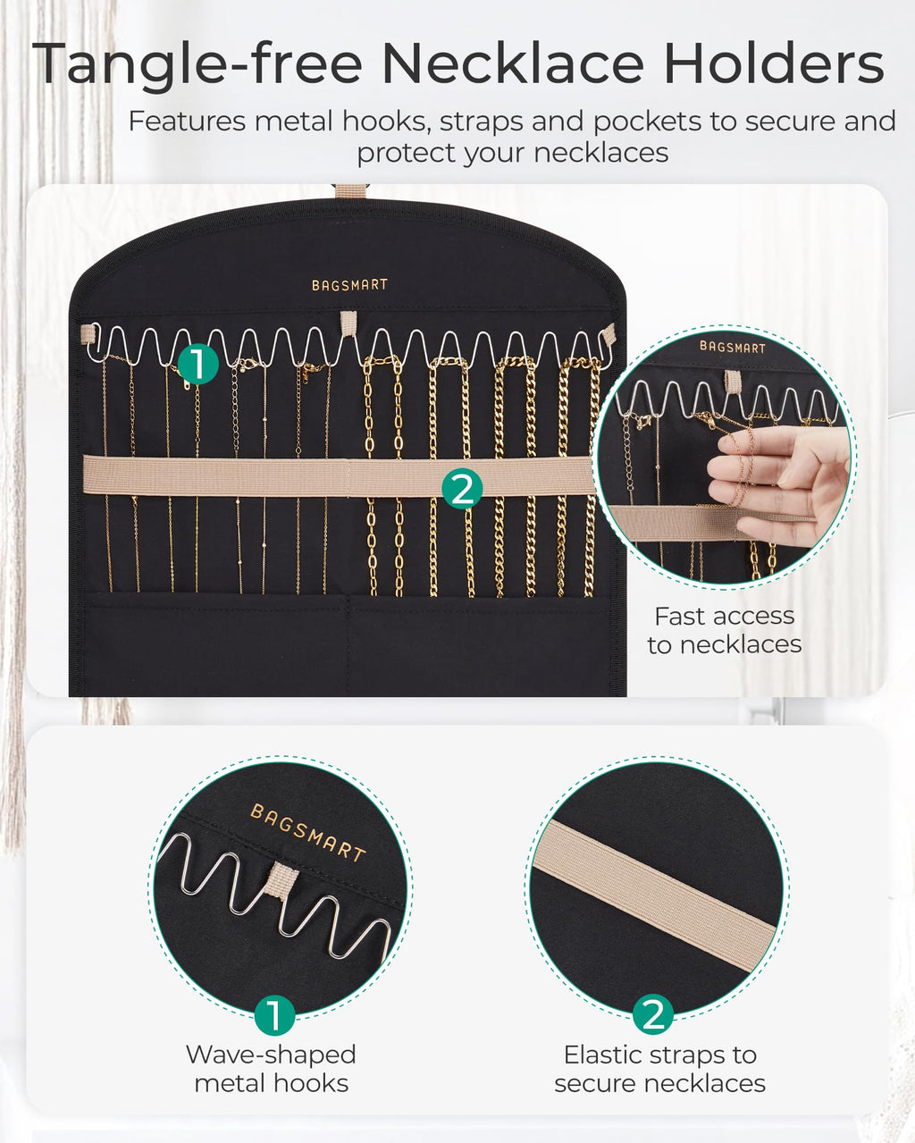 Double-Sided Hanging Jewelry & Hair Accessory Organizer