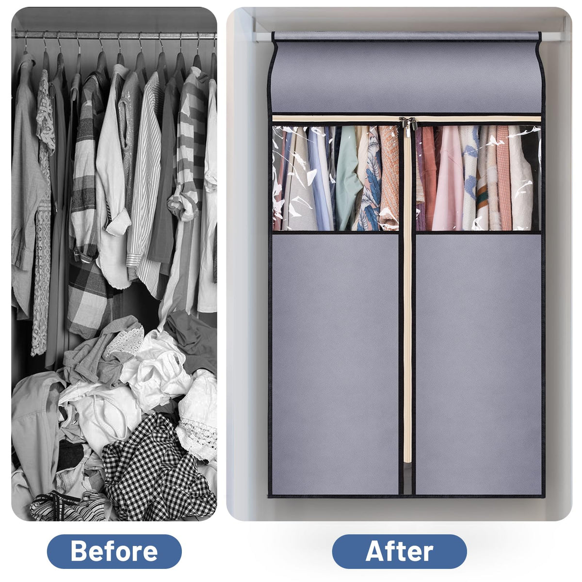 54-Inch Hanging Garment Organizer with Clear PVC Windows