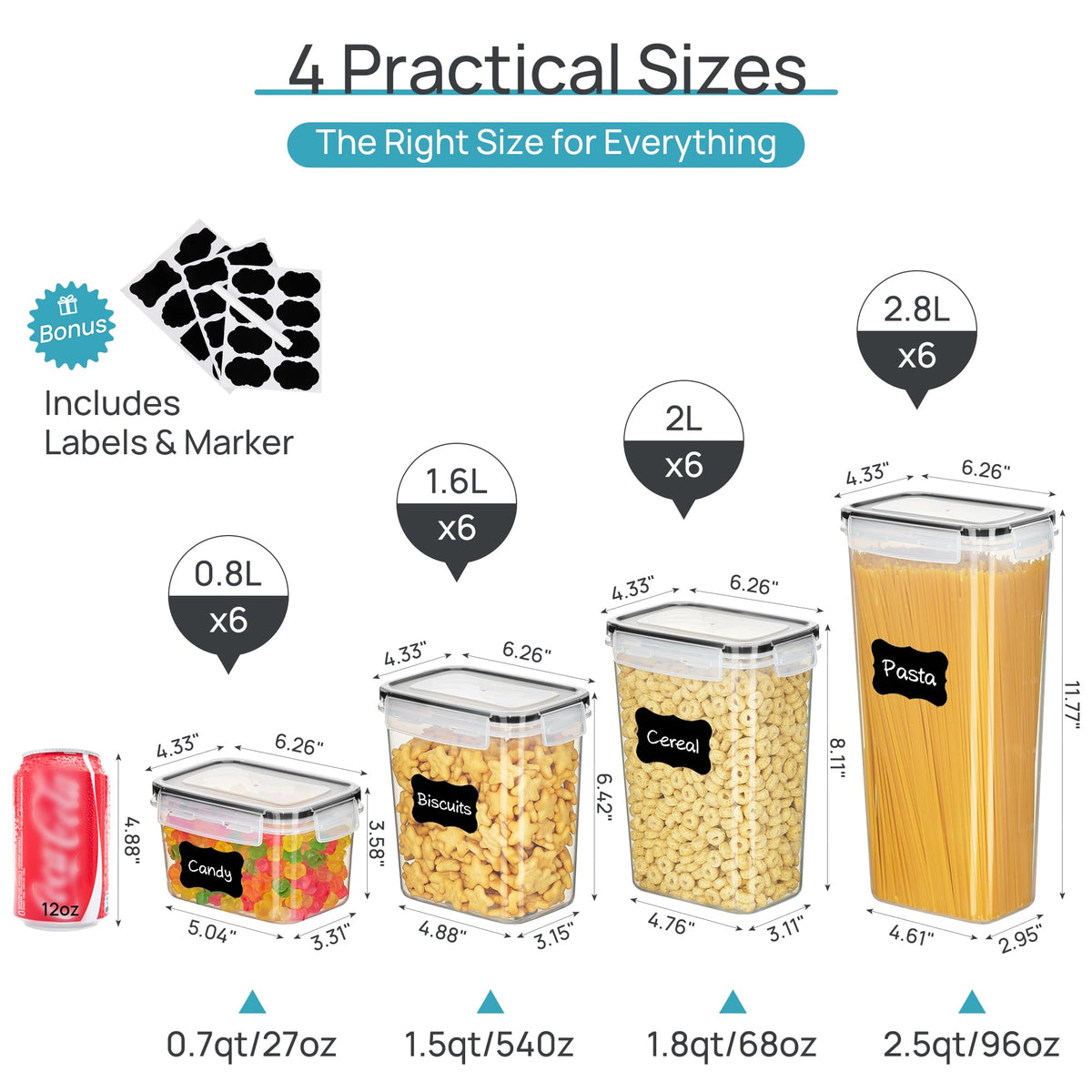 Airtight Food Storage Container Set with Lids for Pantry