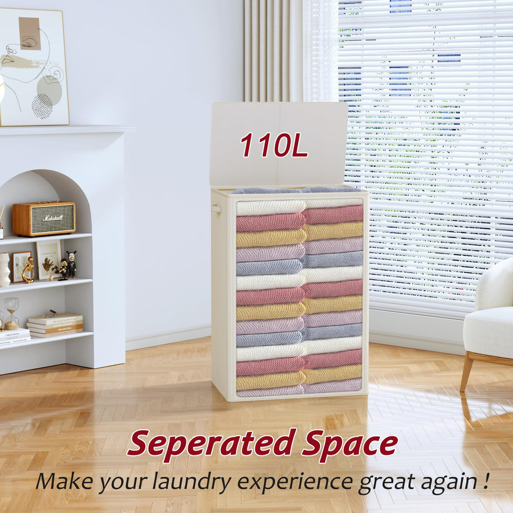 195L Large Laundry Hamper with Lid for Clothes Storage
