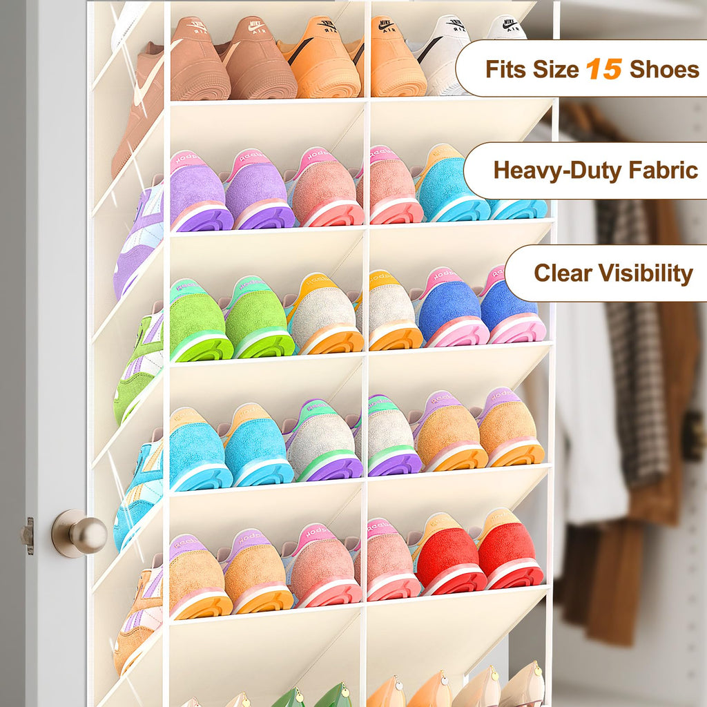 30-Pocket Over-the-Door Mesh Shoe Organizer for Closet