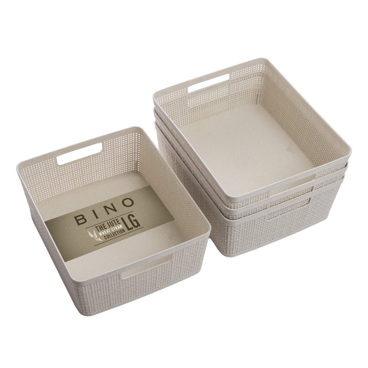BINO | Woven Plastic Basket - THE JUTE COLLECTION | Home Organization, Space - Saving Storage, Stylish Design | Jute Basket | Plastic Storage Basket