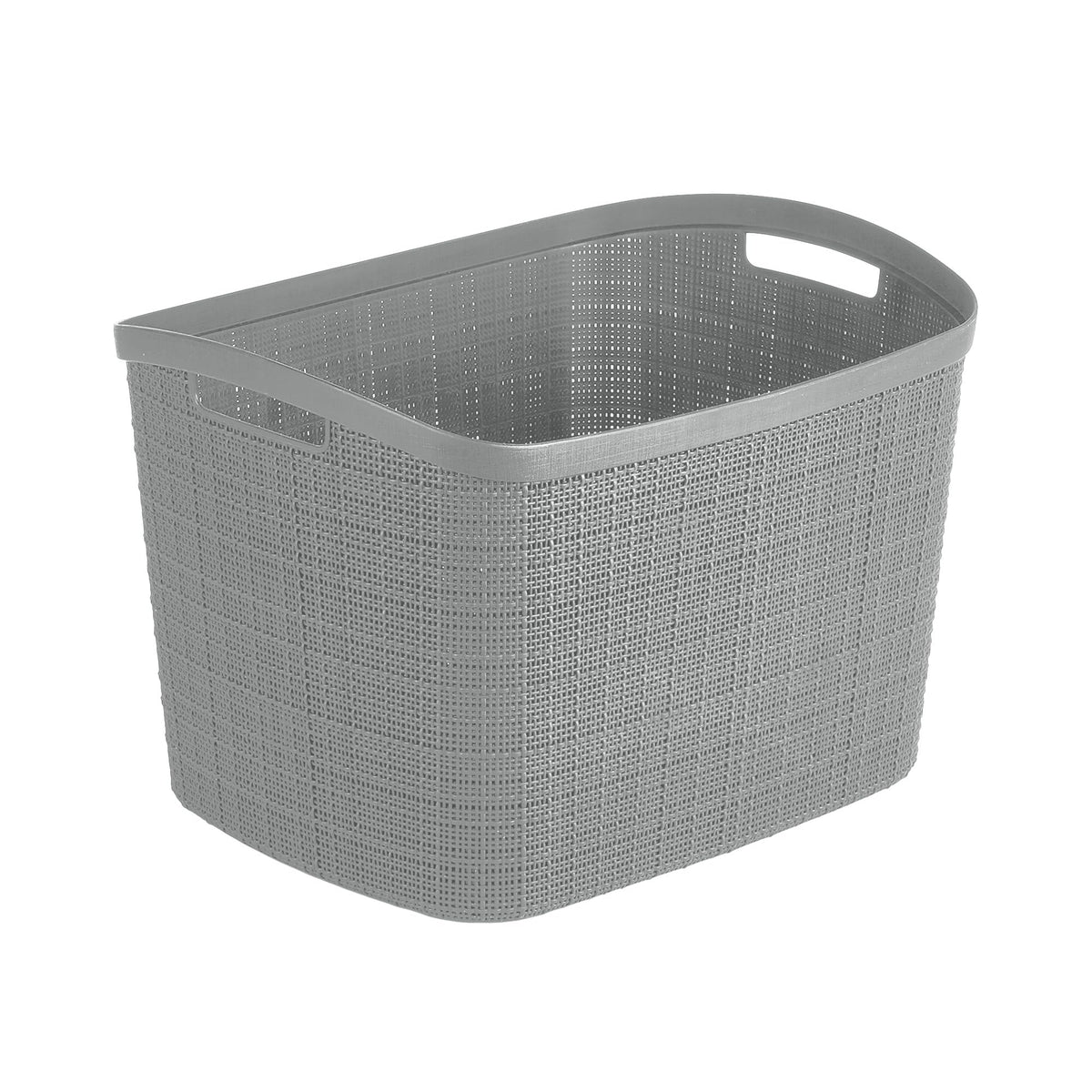Curver Jute Decorative Plastic Organization and Storage Basket Perfect Bins for Home Office, Closet Shelves, Kitchen Pantry and All Bedroom Essentials