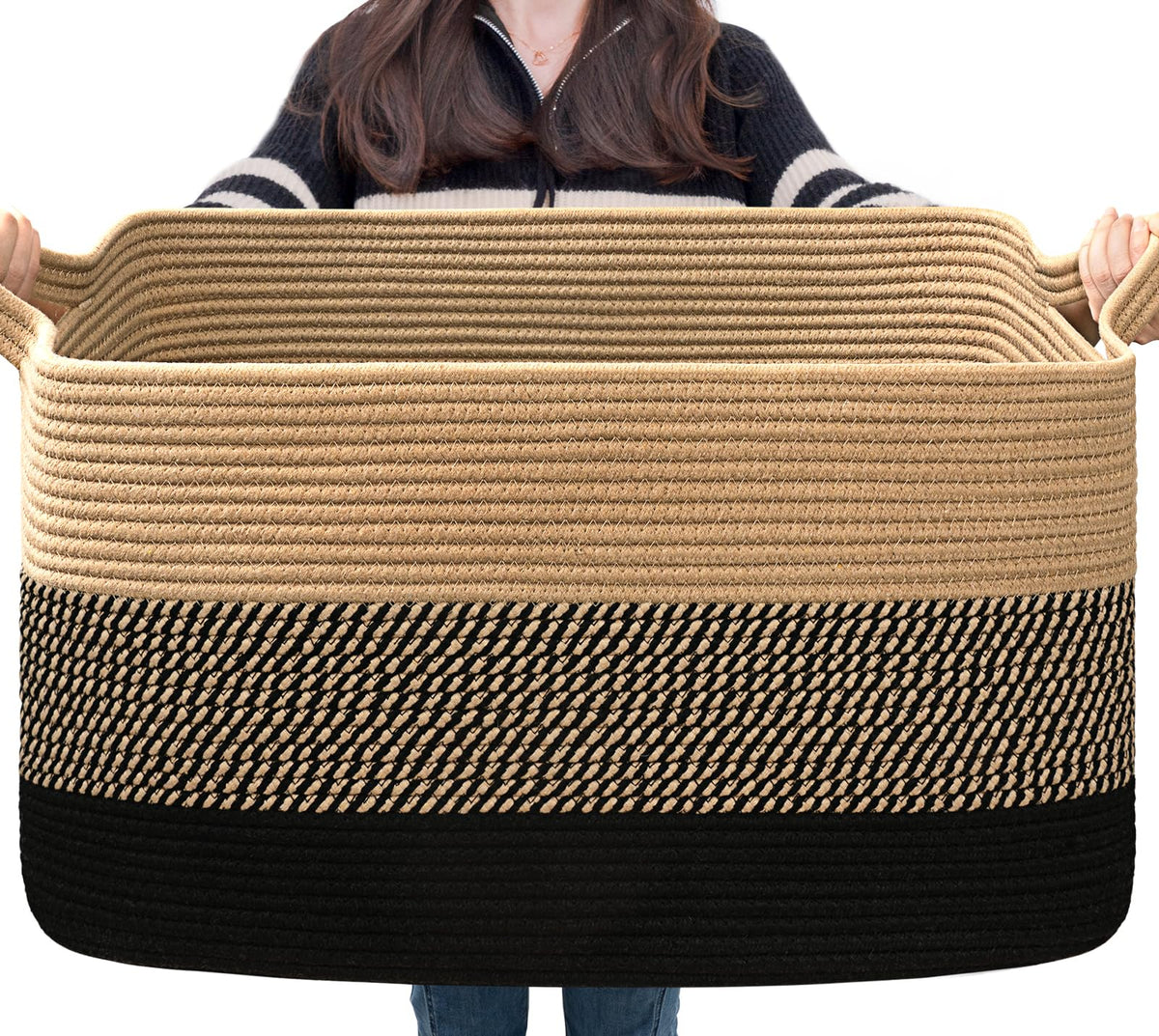 Woven Storage Baskets with Handles for Shelves & Closets