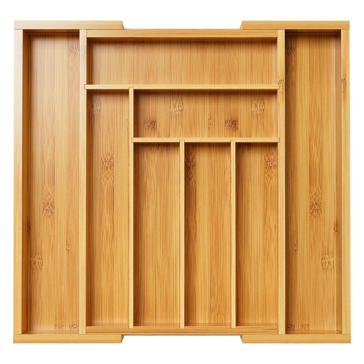 Pipishell Bamboo Silverware Organizer, Expandable Cutlery Tray