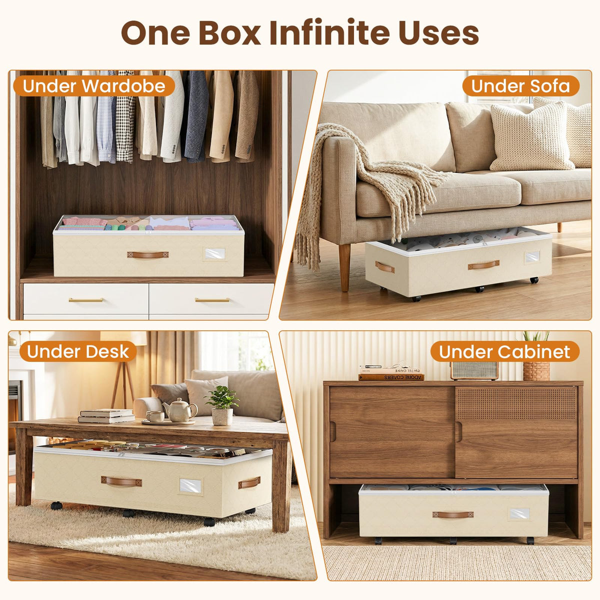 60L Rolling Under-Bed Storage Bin with Wheels