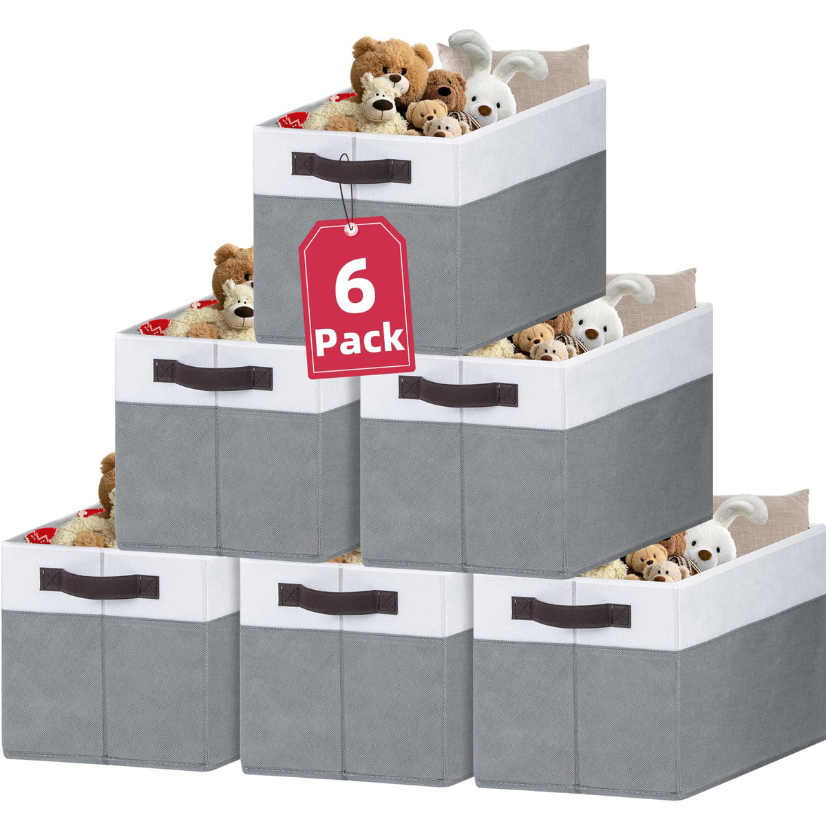 Large Fabric Storage Baskets with Handles for Shelves