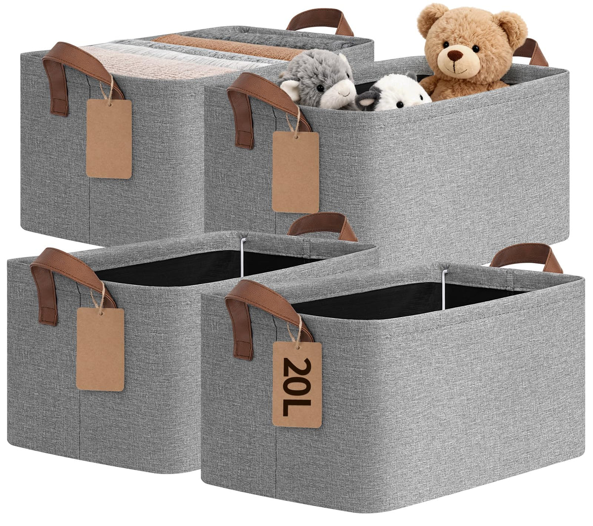 4-Pack Fabric Storage Baskets for Shelves & Closets