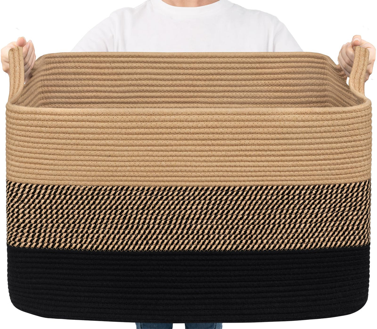 Woven Storage Baskets with Handles for Shelves & Closets