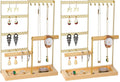 4-Tier Jewelry Organizer Stand with Hooks & Wood Box