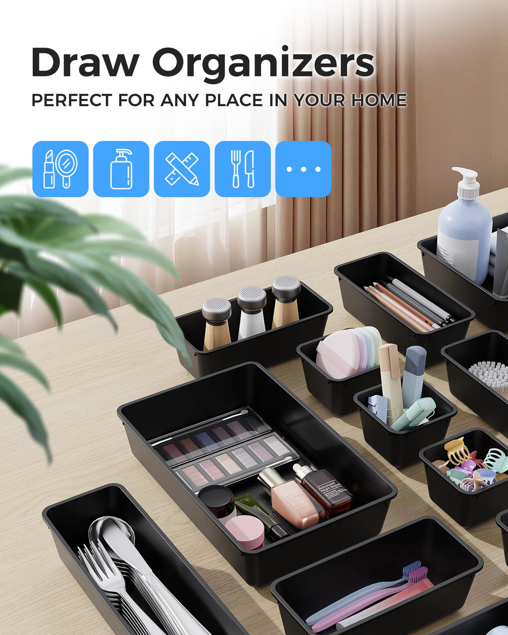 25-Piece Plastic Drawer Organizer Tray Set for Home