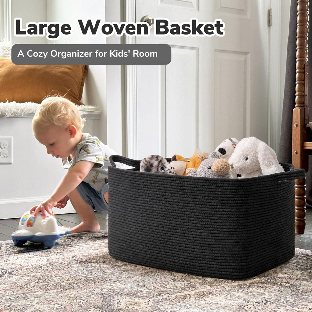 Woven Storage Baskets with Handles for Shelves & Closets