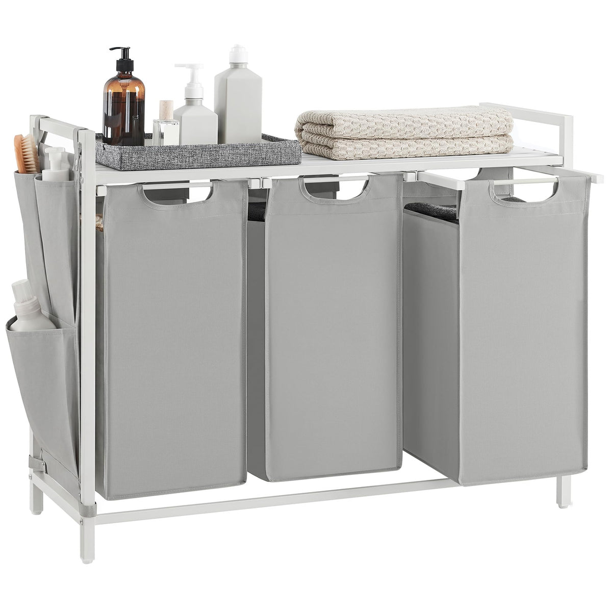 Laundry Basket with Removable Bag, Shelf & Metal Frame